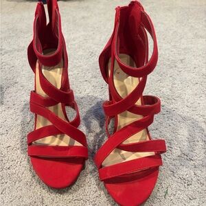 Elegant Red Strappy Sandals 2 Inch